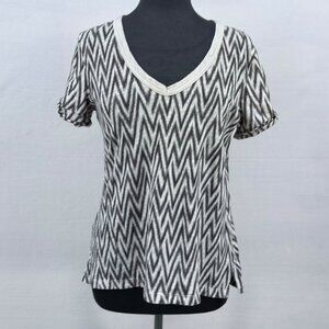 Banana Republic Women’s Malibu Tee M Black White Chevron Cotton Modal